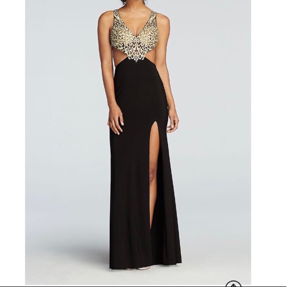 Black and Silver cut out dress with slit